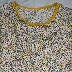 LOFT Multicolor Patterned Top with Yellow Trim